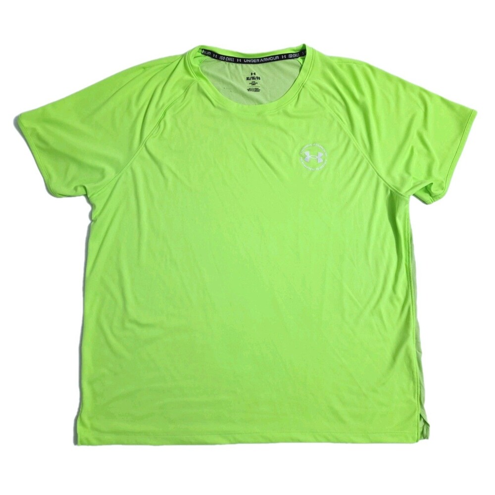 Under Armour Men’s XL HiVis Neon Yellow Green Isochill Fitted Running Gym Shirt